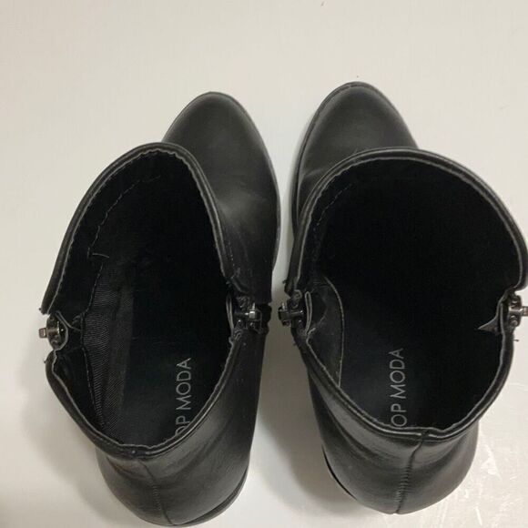 Top Moda Black Faux Leather Ankle Boots, 7 - Picture 16 of 16